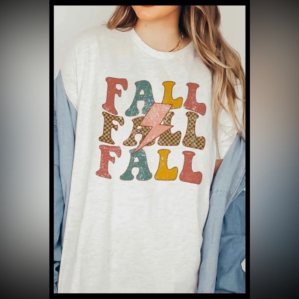 Plaid Fall Lightning Graphic Tee, Ash